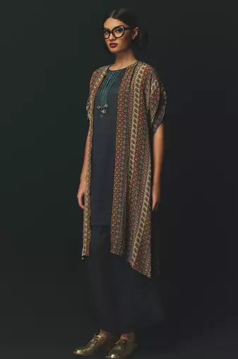 Grey printed crepe kurta set