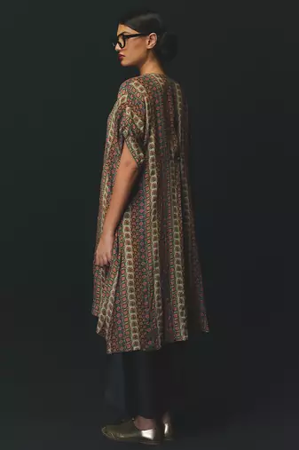 Grey printed crepe kurta set