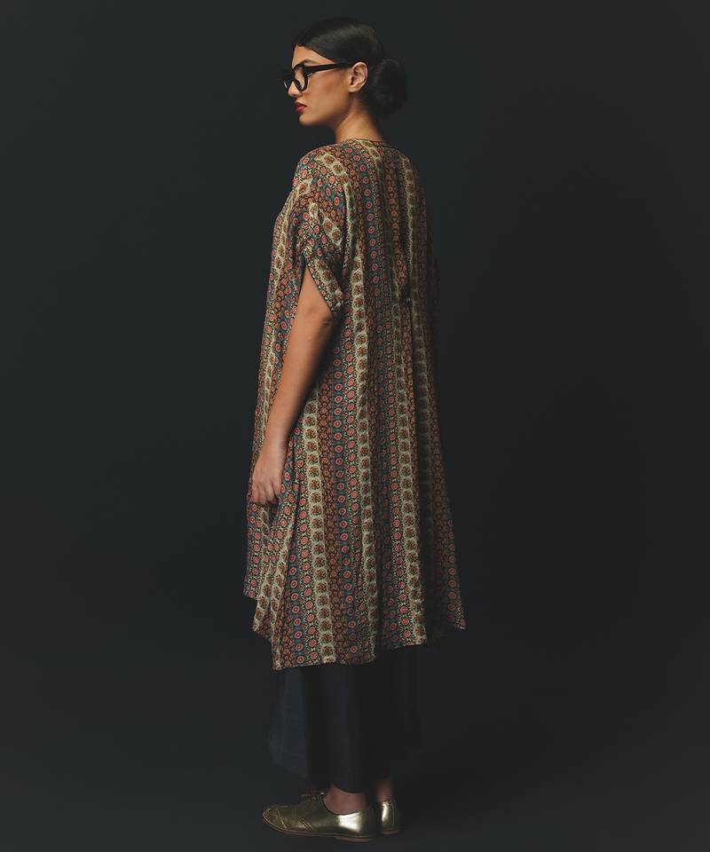 Grey printed crepe kurta set