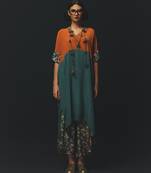 Blue embroidered crepe kurta set