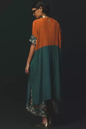 Blue embroidered crepe kurta set
