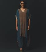 Blue embroidered crepe kurta set