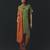 Green and Orange embroidered crepe kurta set