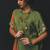 Green and Orange embroidered crepe kurta set