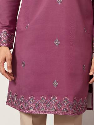 DUSTY PINK VISCOSE SILK THREAD & SEQUINS EMBROIDERED WORK FUNCTION FESTIVAL MARRIAGE PARTY WEAR STRAIGHT KURTA DUPATTA 7