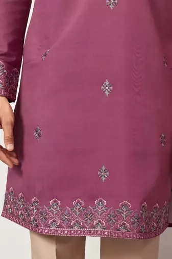 DUSTY PINK VISCOSE SILK THREAD & SEQUINS EMBROIDERED WORK FUNCTION FESTIVAL MARRIAGE PARTY WEAR STRAIGHT KURTA DUPATTA
