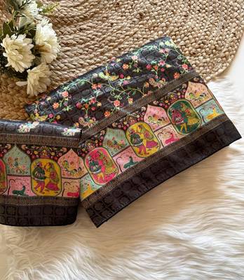Black Color Jari &Jaqurad weaving Work Silk Saree 1