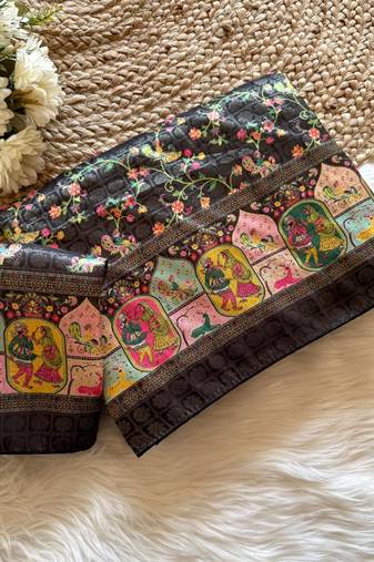 Black Color Jari &Jaqurad weaving Work Silk Saree