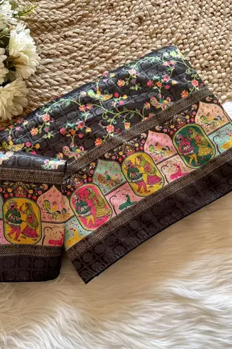 Black Color Jari &Jaqurad weaving Work Silk Saree