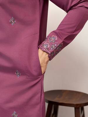 DUSTY PINK VISCOSE SILK THREAD & SEQUINS EMBROIDERED WORK FUNCTION FESTIVAL MARRIAGE PARTY WEAR STRAIGHT KURTA DUPATTA 8