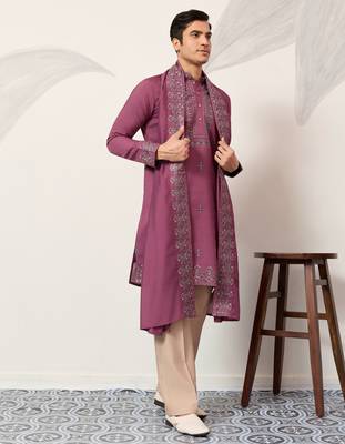 DUSTY PINK VISCOSE SILK THREAD & SEQUINS EMBROIDERED WORK FUNCTION FESTIVAL MARRIAGE PARTY WEAR STRAIGHT KURTA DUPATTA 10