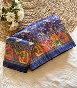 Blue Color Jari &Jaqurad weaving Work Silk Blend Saree