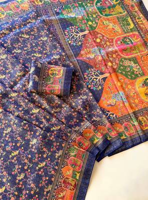 Blue Color Jari &Jaqurad weaving Work Silk Blend Saree 2
