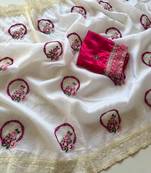 White Color Partywear Crush Georgette Chiffon Saree