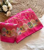 Pink Color Jari &Jaqurad weaving Work Silk Blend Saree