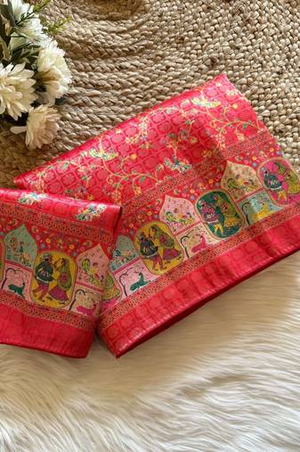 Red Color Jari &Jaqurad weaving Work Silk Blend Saree