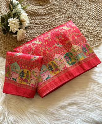 Red Color Jari &Jaqurad weaving Work Silk Blend Saree 1