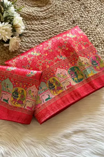 Red Color Jari &Jaqurad weaving Work Silk Blend Saree