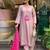 Women pink straight kurta with pants & leheriya dupatta