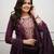 Women wine embroidered kurta set with dupatta