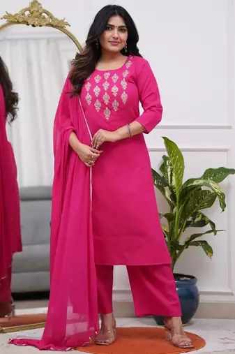 Stylish pink kurta set with dupatta for women