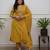 Women mustard embroidered kurta set with dupatta