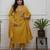 Women mustard embroidered kurta set with dupatta