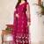 Rani pink  kurta pant set with floral embroidery