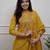 Women mustard embroidered kurta set with dupatta