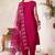 Rani pink  kurta pant set with floral embroidery