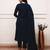 Women navy embroidered kurta set with dupatta