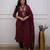Women maroon embroidered kurta set with dupatta