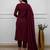Women maroon embroidered kurta set with dupatta