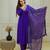 Women royal purple embroidered kurta set with dupatta