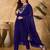 Women navy blue embroidered kurta set with dupatta
