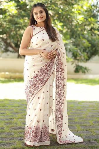 White Colour Primium Soft Kota Doriya Saree 