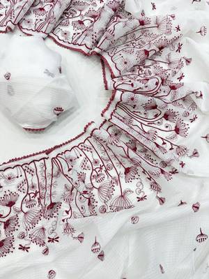 White Colour Primium Soft Kota Doriya Saree  3