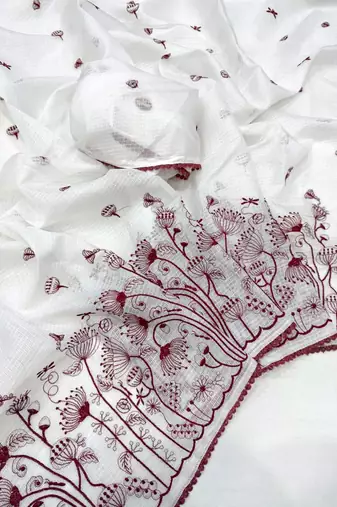 White Colour Primium Soft Kota Doriya Saree 