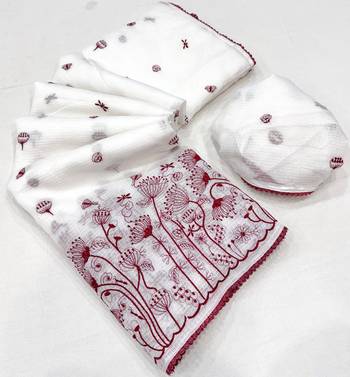 White Colour Primium Soft Kota Doriya Saree  5