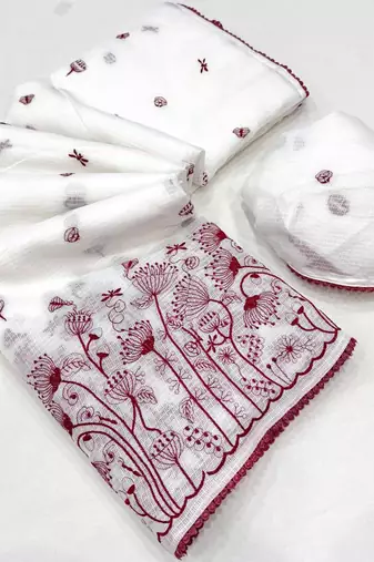 White Colour Primium Soft Kota Doriya Saree 