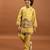 Yellow viscose silk nehru jacket set with sequins embroidered work