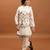 white viscose silk boys kurta pajama with embroidered jacket for festive wear