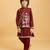 Maroon grey viscose silk thead with sequins embroidered work function festival party boys straight kurta pant koti