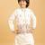 White satin thead with sequins embroidered work wedding function festival party boys straight kurta pant koti