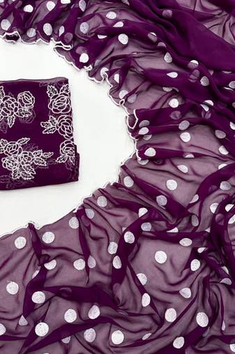 Purple Colour Soft Georgette Polka Dot Saree
