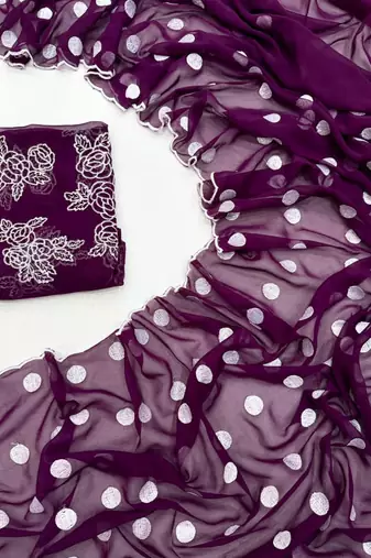 Purple Colour Soft Georgette Polka Dot Saree
