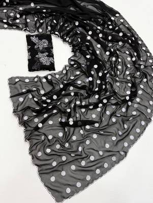 Black Colour Soft Georgette Polka Dot Saree 2
