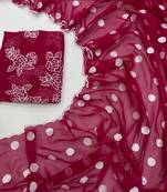 Rani Pink Colour Soft Georgette Polka Dot Saree