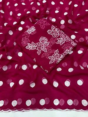 Rani Pink Colour Soft Georgette Polka Dot Saree 3