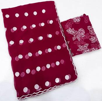Rani Pink Colour Soft Georgette Polka Dot Saree 4